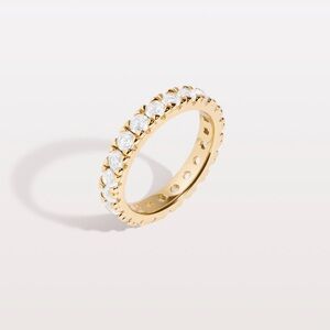 Aurate 2-CT•White Sapphire AAA 3.2mm Round Pave Eternity Lab Vermeil GOLD Ring 7